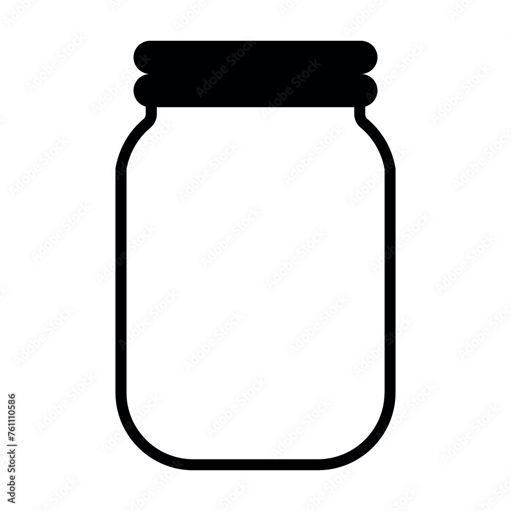 black vector jar icon on white background black vector jar icon on white background
