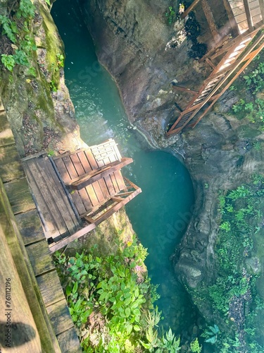 Caribbean waterfall aerial view