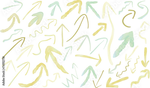 水彩タッチの矢印のセットのベクターイラスト