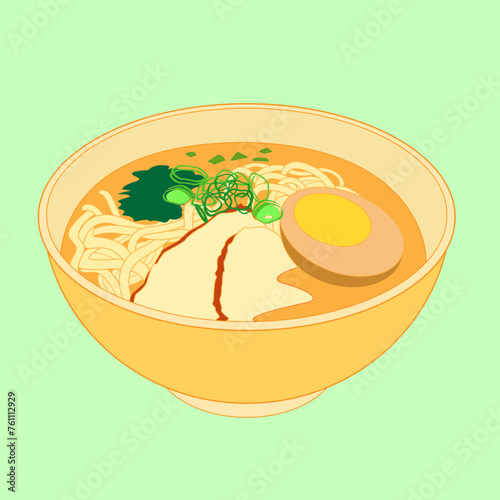Vector illustration of ramen in flat design style.