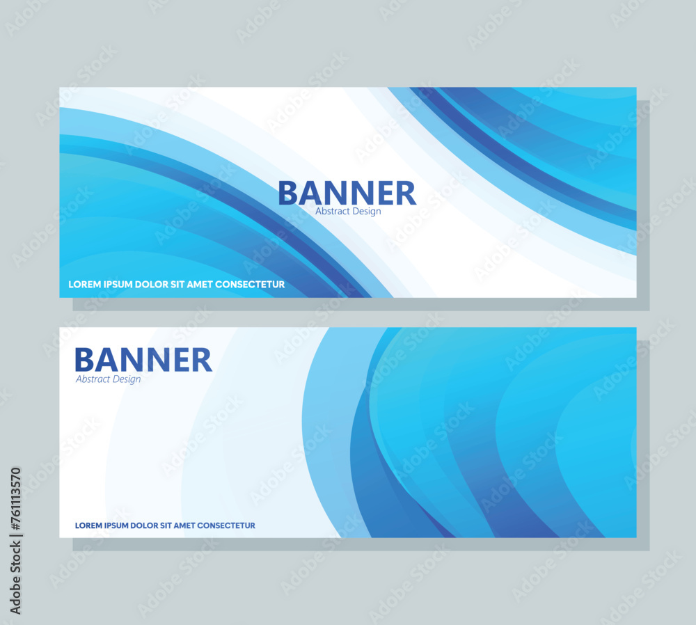 Naklejka premium Blue abstract wave banner design