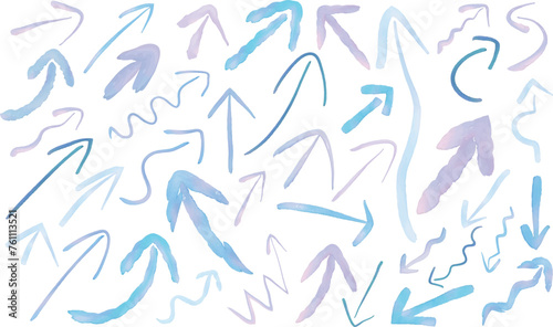 水彩タッチの矢印のセットのベクターイラスト