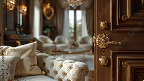Against the backdrop of a classic interior design scheme rich with ornate details and sumptuous textures