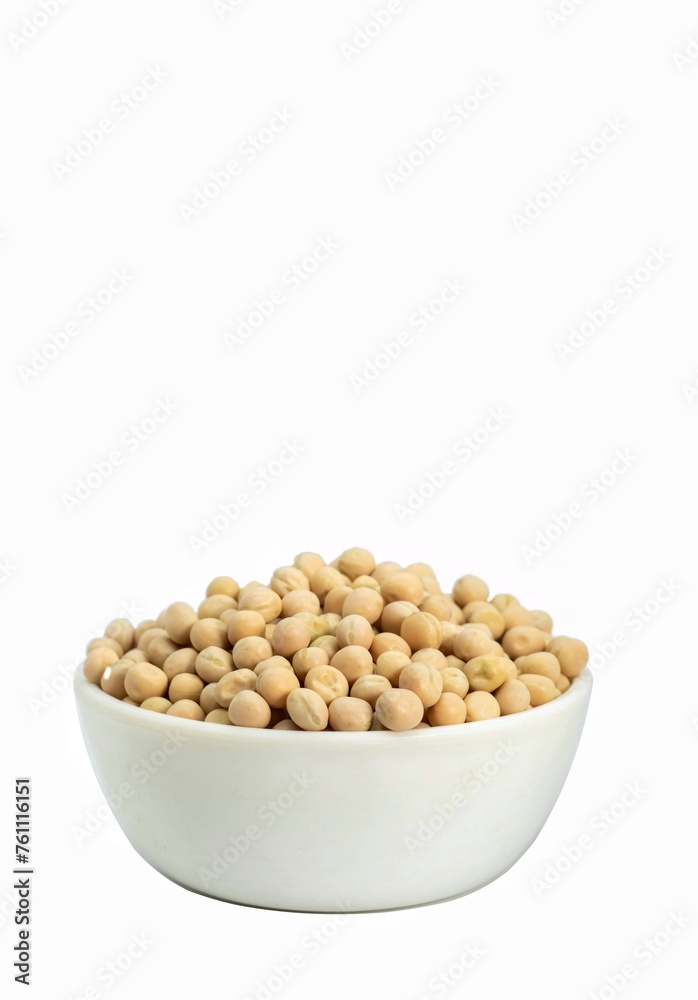 Dry Pea in a White Bowl Isolated on White Background with Copy Space in Vertical Orientation Dry Pea in a White Bowl Isolated on White Background with Copy Space in Vertical Orientation