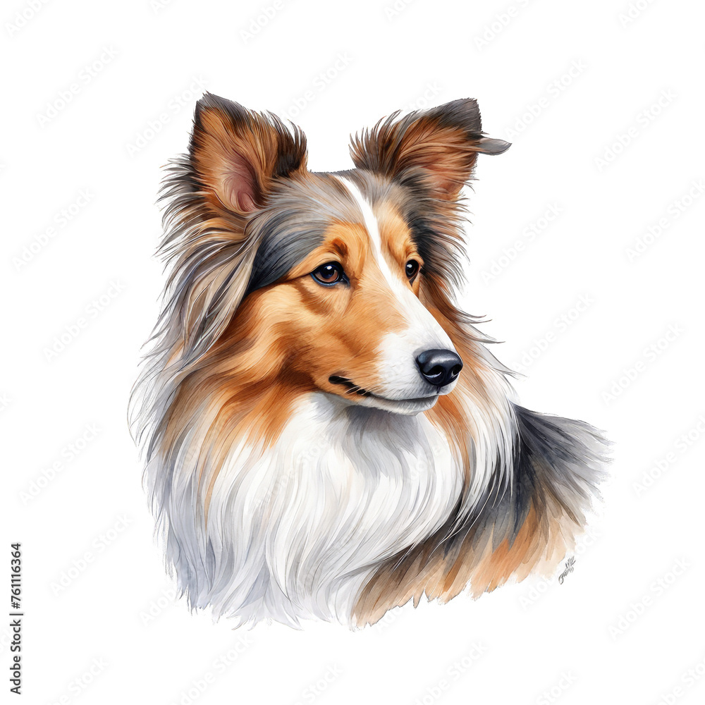 Shetland sheepdog watercolor illustration playful happy Shetland sheepdog, cute dog breed, animal pet, domestic animal, vector illustration clipart, cutout on white background Shetland sheepdog watercolor illustration playful happy Shetland sheepdog, cute dog breed, animal pet, domestic animal, vector illustration clipart, cutout on white background
