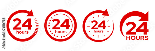 24 hours icon logo. Twenty four hours icon. Vector Illustration.