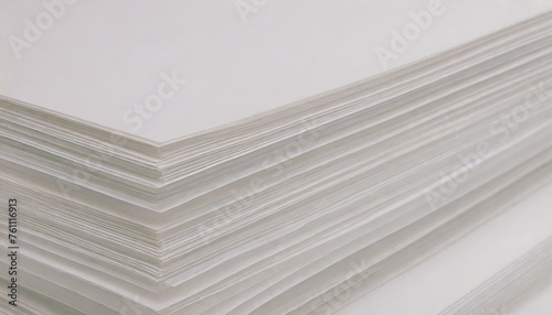 3D illustration of close-up texture background of stacks of white paper sheets.
 photo