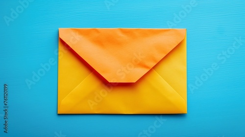 Vibrant Orange Envelope on a Blue Background