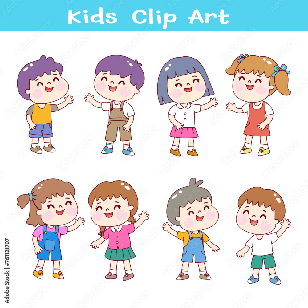 Set little kids character vector.