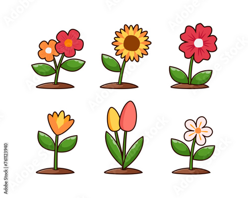 Flower illustration design with various shapes. springtime design theme