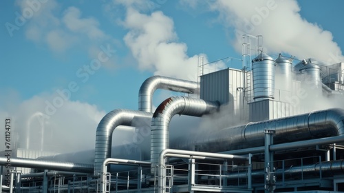 An array of industrial flue gas scrubbers removing pollutants from exhaust gases