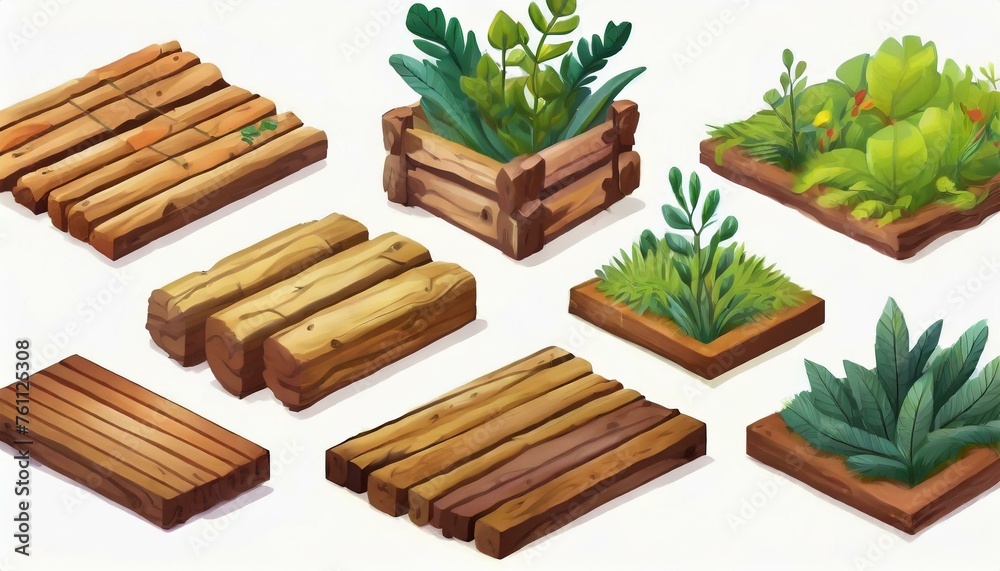 Several forest boards, flat icons set. Cartoon set of wooden boards and signposts with trees in the forest, isolated on white background. Several forest boards, flat icons set. Cartoon set of wooden boards and signposts with trees in the forest, isolated on white background.