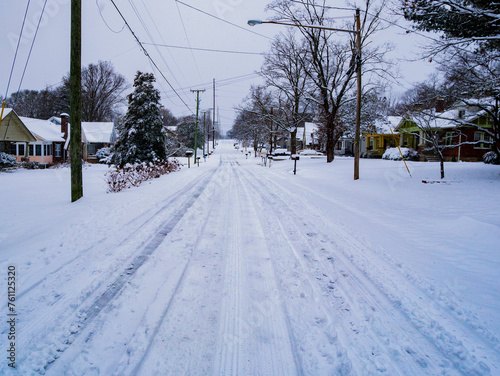 snow on street