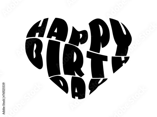 ハート型に変形配置されたハッピーバースデー