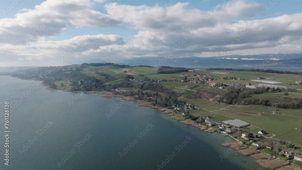 Aerial of houses and villages by the lake Aerial of houses and villages by the lake