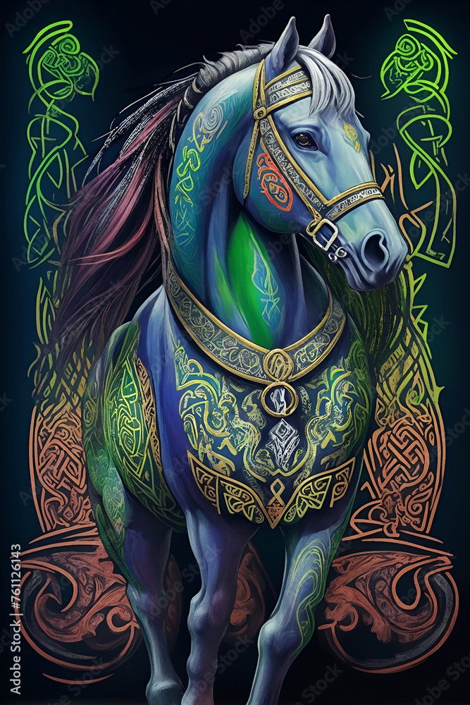 Fototapeta premium Animal character illustration with celtic pattern