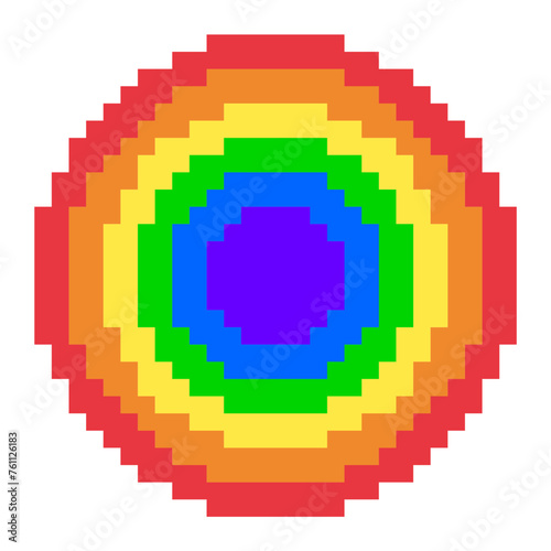 Pride Rainbow Circle Dot, Pixel Art Icon
