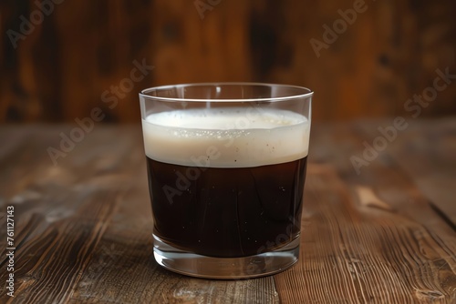 Cup of black Coffee on wooden table in coffee shop