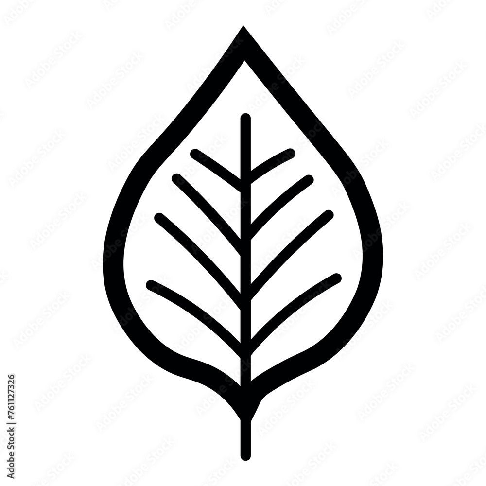 black vector leaf icon on white background black vector leaf icon on white background