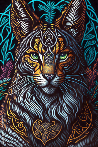 Animal character illustration with celtic pattern