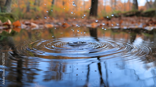 A splash of water leaps from a skipping stone, creating concentric circles that radiate across a calm pond, illustrating the physics and poetry of a simple toss