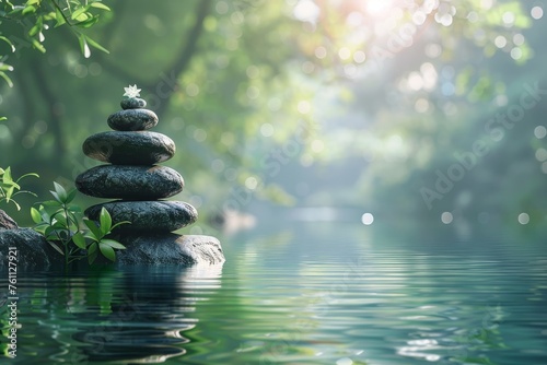 Nature s tranquility  serene rivers  and mindful symbols create a space for calm reflection and serenity