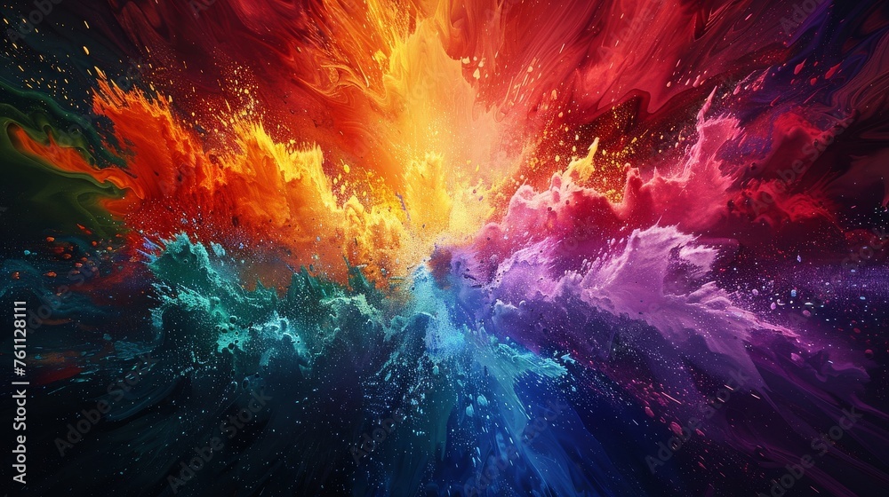 Abstract Color Collision, a Dynamic Mix of Cool and Warm Tones, colorful rainbow background
