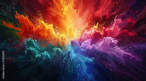 Abstract Color Collision  a Dynamic Mix of Cool and Warm Tones  colorful rainbow background 
