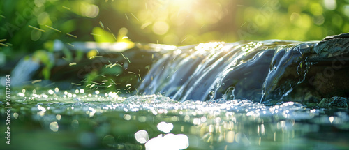 Crystal clear water flowing from advanced filtration system photo