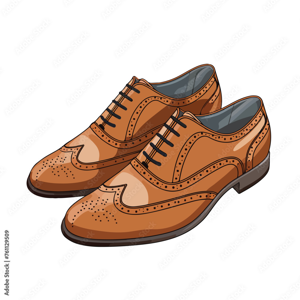 A classic pair of wingtip brogues illustration with