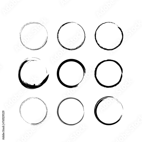 Circle Grunge Frame Design Bundle. Vector Design on White Background