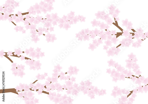 桜の木　シンプル　ベクター　素材　セット