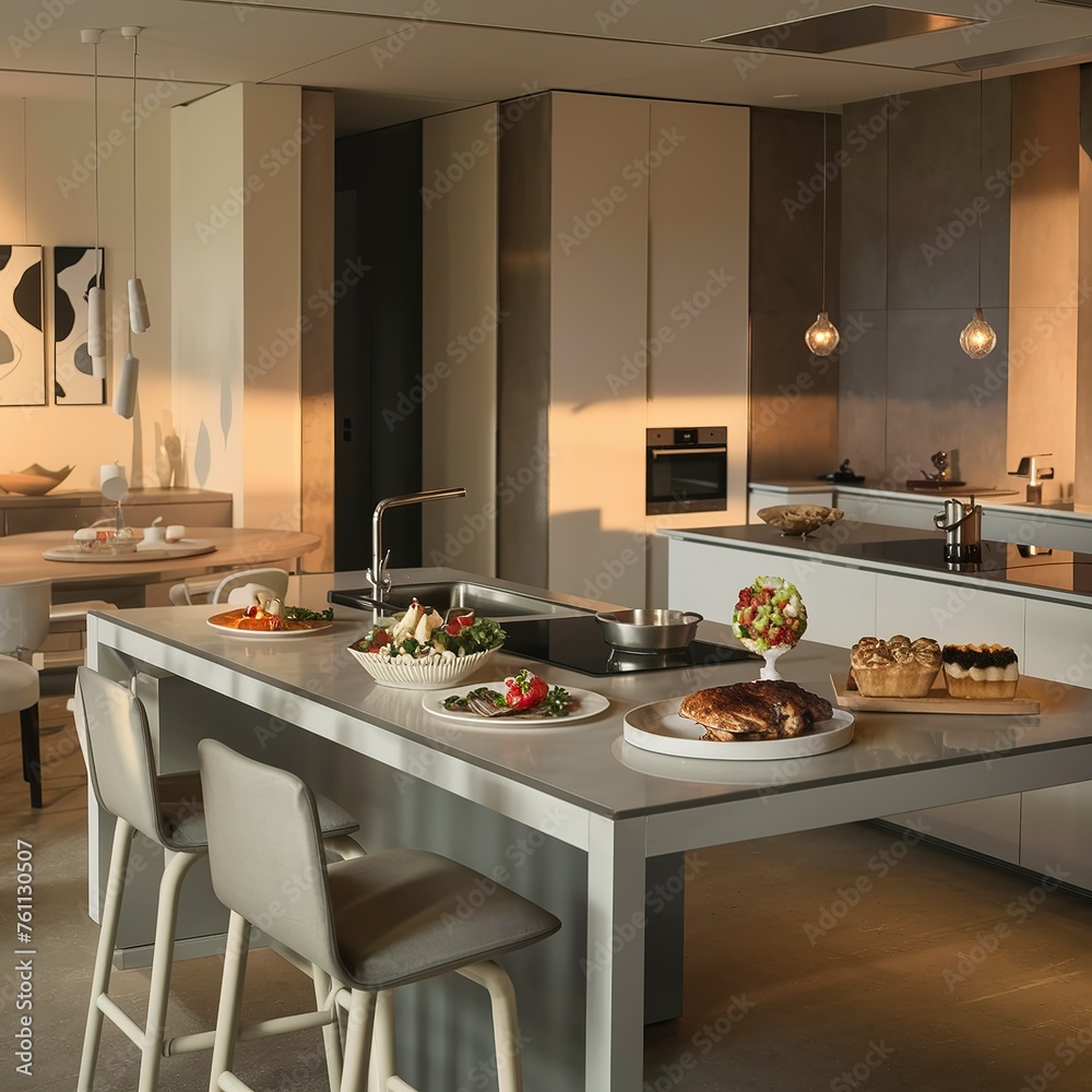 modern kitchen interior furniture dishes