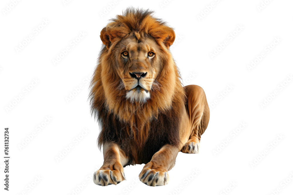 
lion isolated on white background Real daytime first person perspective