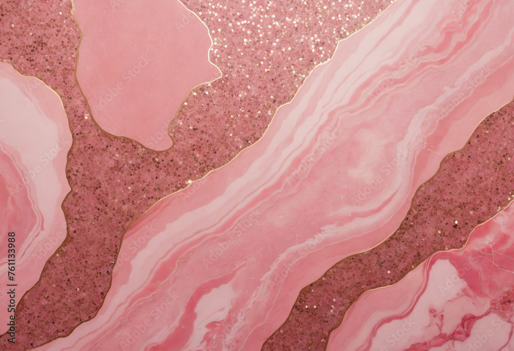 Elegant Pink Marble Texture with Gold Veins