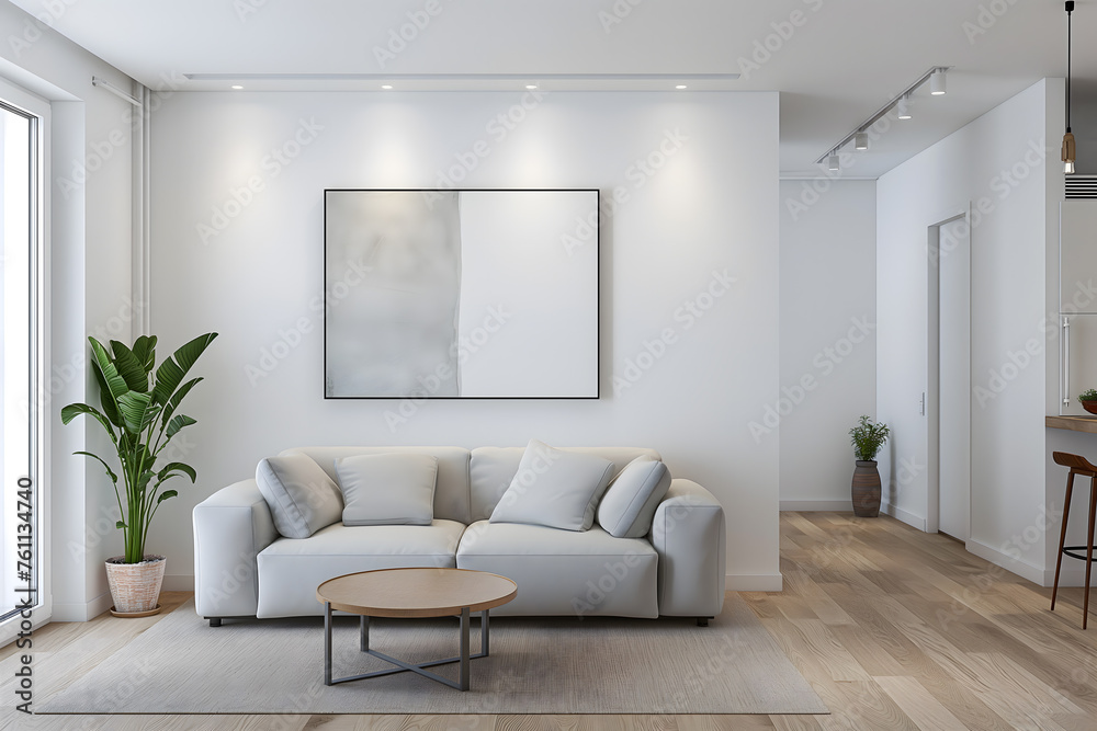 Elegant Living Room Interior with Classic Wall Panels and Comfy Sofa Elegant Living Room Interior with Classic Wall Panels and Comfy Sofa