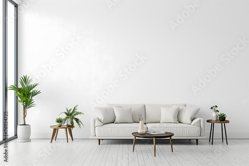 Elegant Living Room Interior with Classic Wall Panels and Comfy Sofa