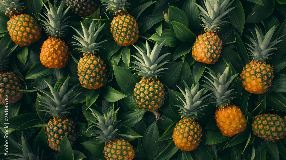 Tropical Abundance: A Delightful Array of Whole and Sliced Pineapples Tropical Abundance: A Delightful Array of Whole and Sliced Pineapples