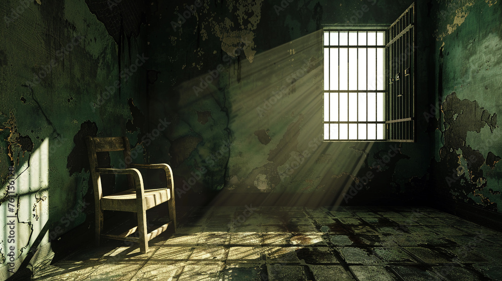 The cells shadows contrast sharply with the brightness outside. The cells shadows contrast sharply with the brightness outside.