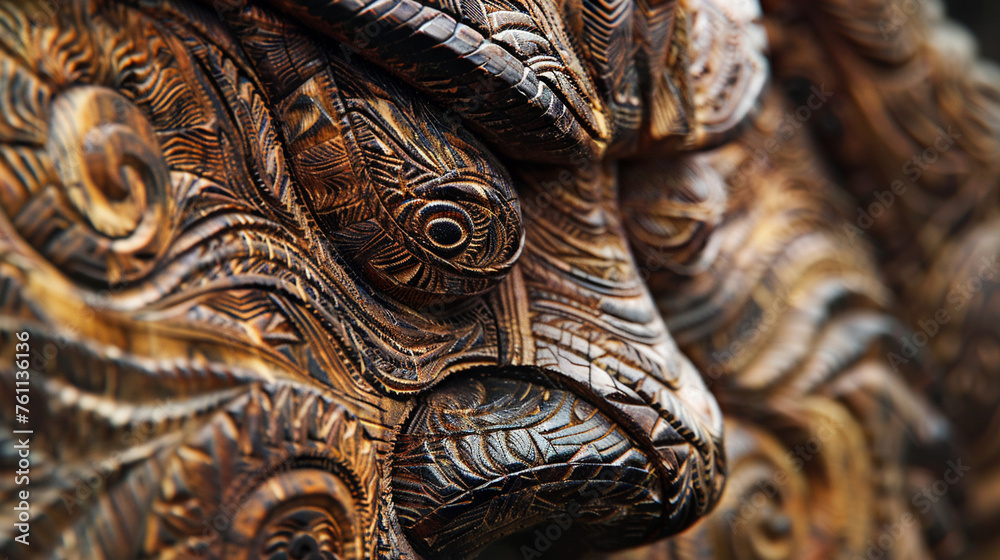 The intricate patterns of ta moko tell stories passed down through generations. - obrazy, fototapety, plakaty 