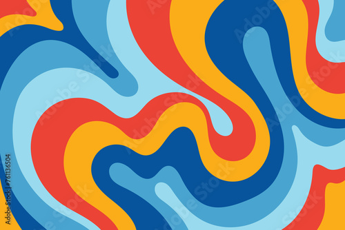 Wavy bold curved lines and squiggles ornament. brush strokes vector seamless pattern. colorful wallpaper.