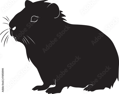 Guinea Pig Silhouette Vector Illustration White Background
