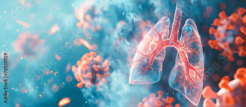 A close up of a lung with red and orange blood vessels, lungs cancer disease