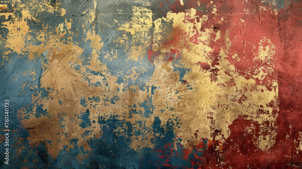 Grunge Background Texture in the Colors Red, Gold and Blue created with Generative AI Technology