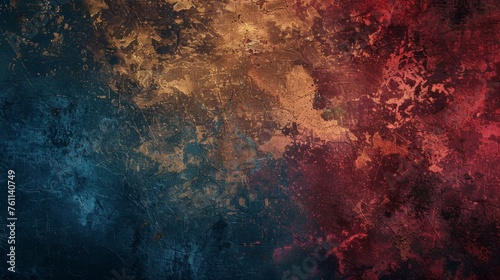 Grunge Background Texture in the Colors Red, Gold and Blue created with Generative AI Technology