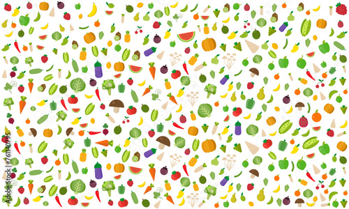 Random Vegetable and fruit for health and sanitation of nature Background Creative vector design