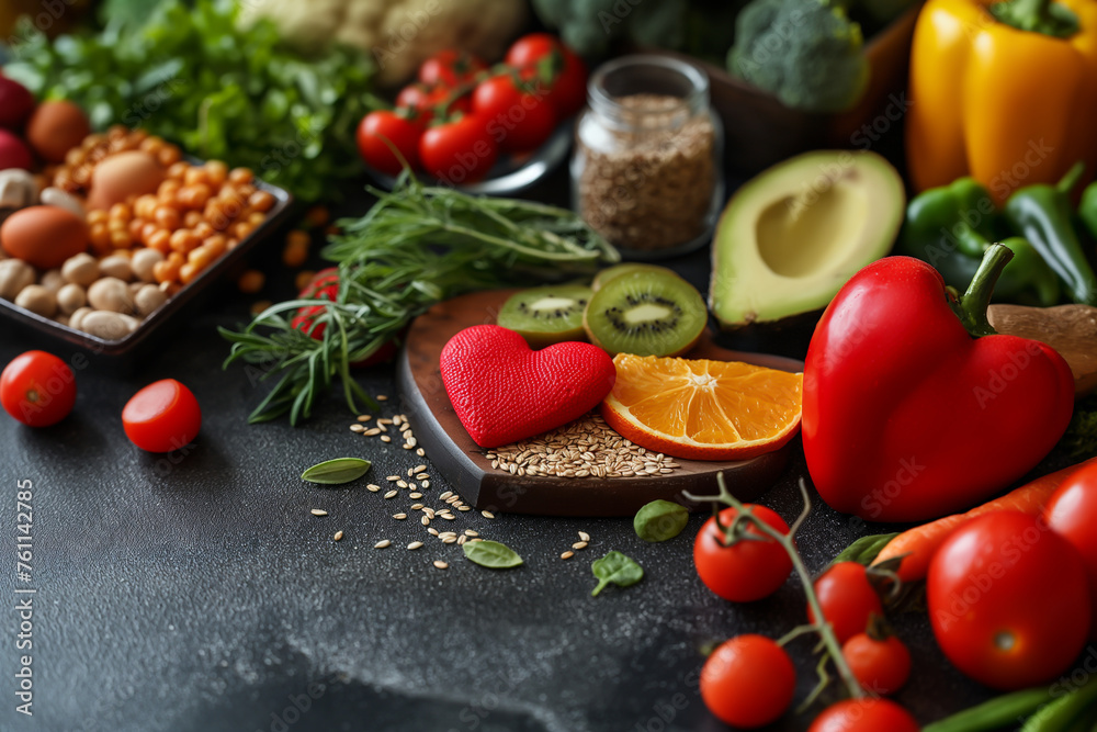 A fresh and healthy assortment of vegetables including tomatoes, peppers, cucumbers, carrots, lettuce, and onions, neatly arranged in a wicker basket, highlighting the concept of organic and vegetaria A fresh and healthy assortment of vegetables including tomatoes, peppers, cucumbers, carrots, lettuce, and onions, neatly arranged in a wicker basket, highlighting the concept of organic and vegetaria