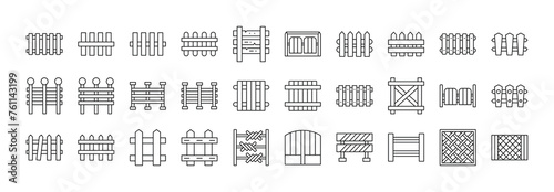 Set of difference fence icons isolated on a white background. Vector illustration