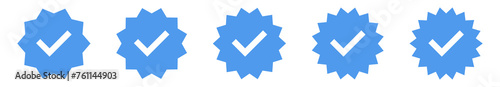 Verified badge icon tick symbol vector approved check mark icon. Blue checkmark icons - Certificate badge Quality certify icon photo