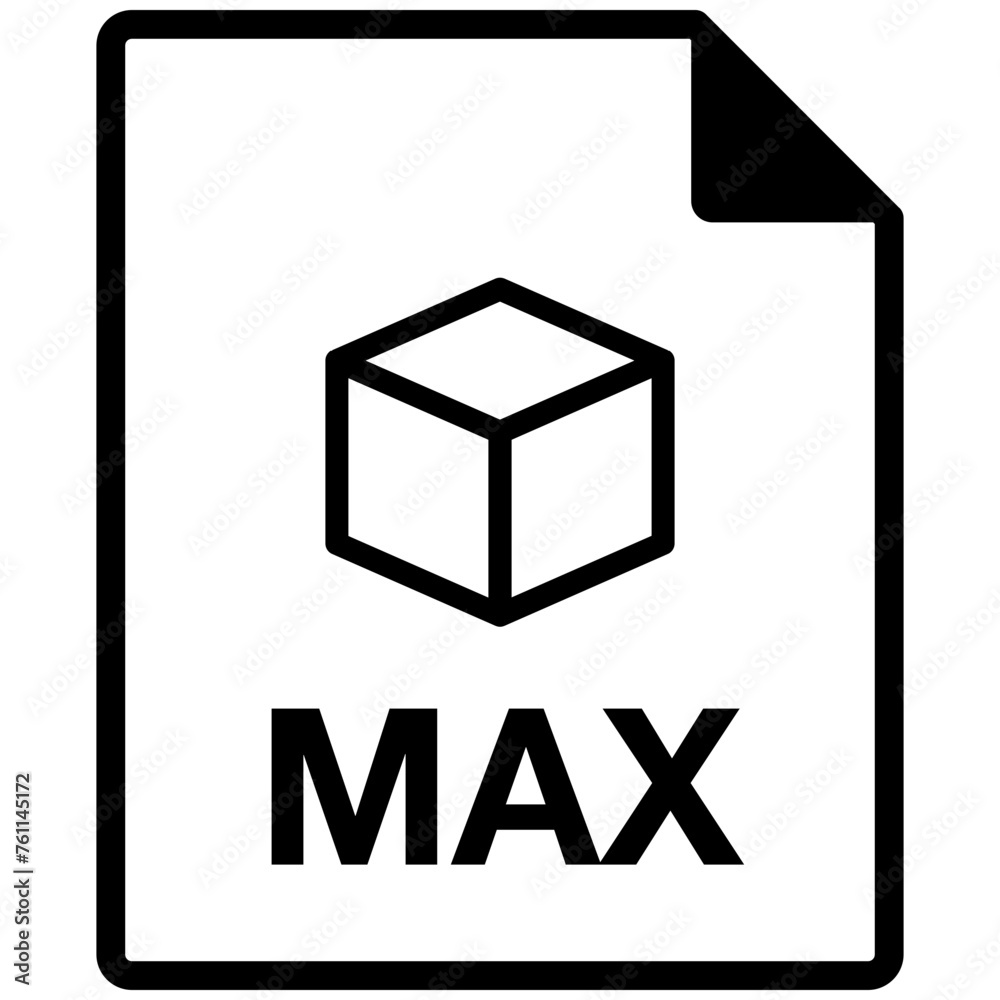 Single black MAX file line icon, simple flat design infographic pictogram vector for app web website button ui interface elements isolated on white background Single black MAX file line icon, simple flat design infographic pictogram vector for app web website button ui interface elements isolated on white background